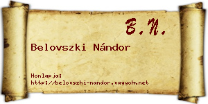 Belovszki Nándor névjegykártya